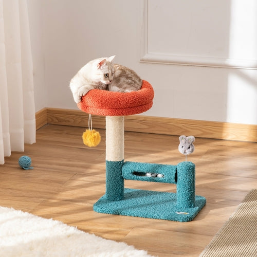 PawHut Interactive Cat Tree with Scratching Post & Removable Bed