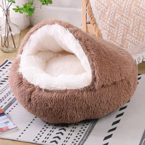 Plush Round Pet Bed – Warm & Cosy Calming Mattress for Cats & Dogs