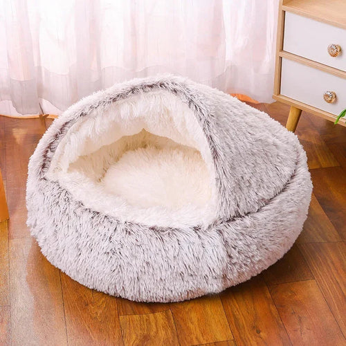 Plush Round Pet Bed – Warm & Cosy Calming Mattress for Cats & Dogs