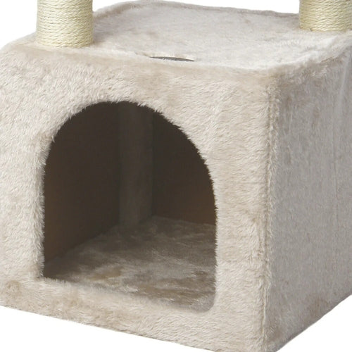 Cat Tree House Tower with Scratching Post & Toy Mouse